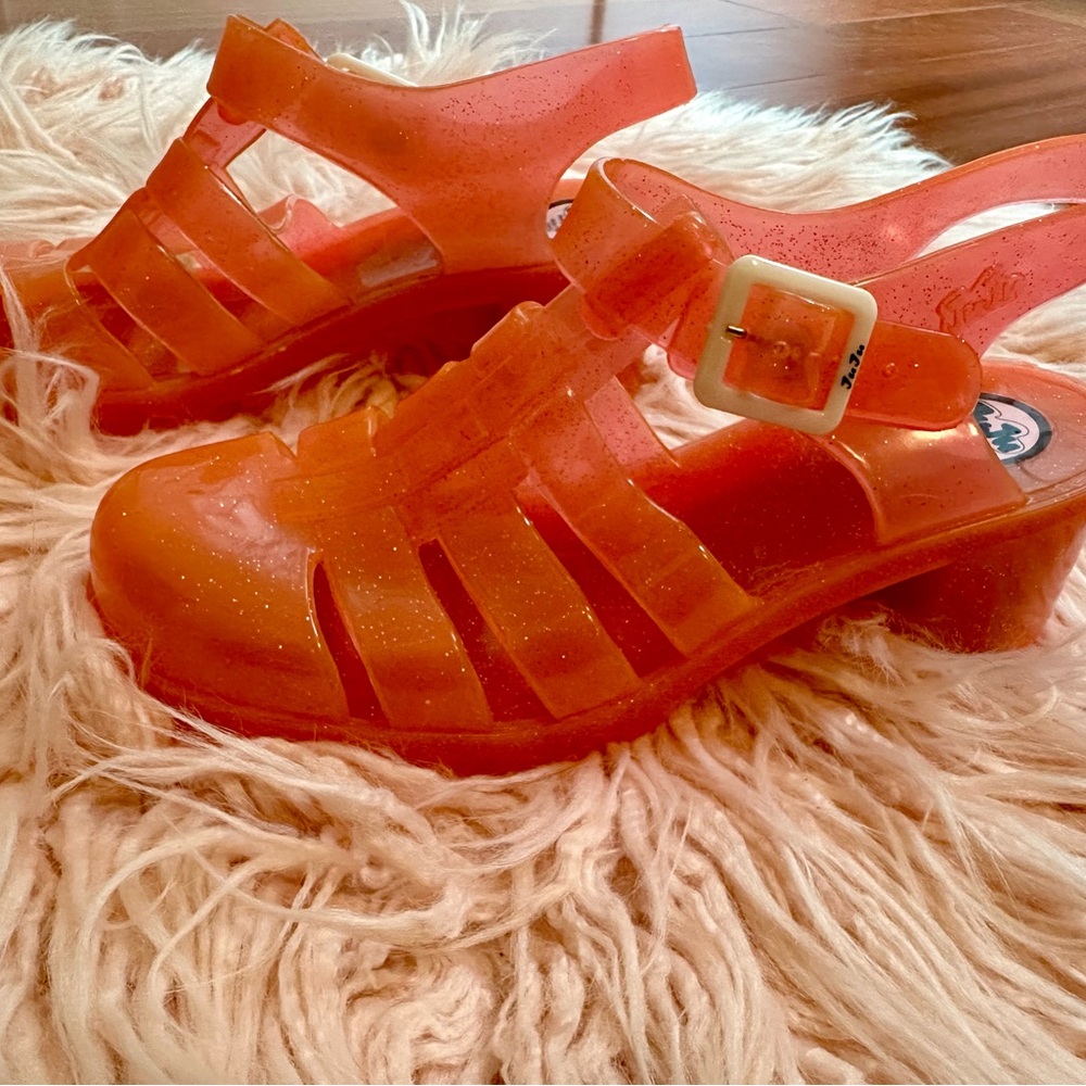 JuJu Orange Glitter Sandals